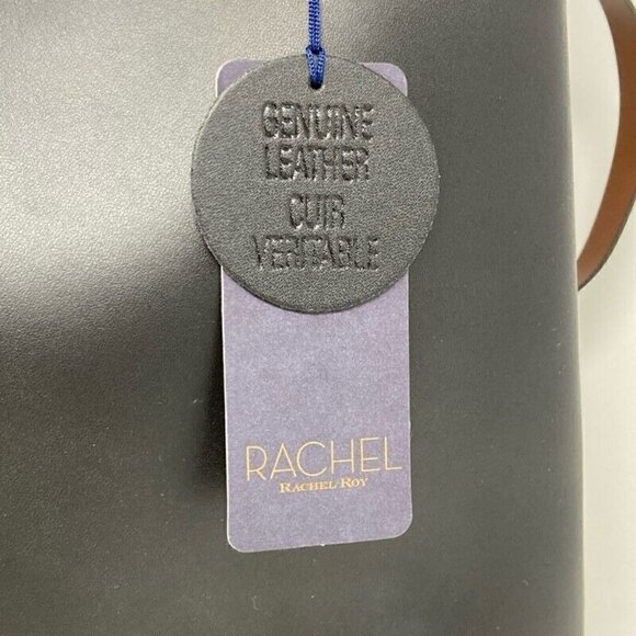 Rachel Roy Womens Bucket Bag Black Leather Magnetic Snap Drawstring Sling NEW - Picture 6 of 6